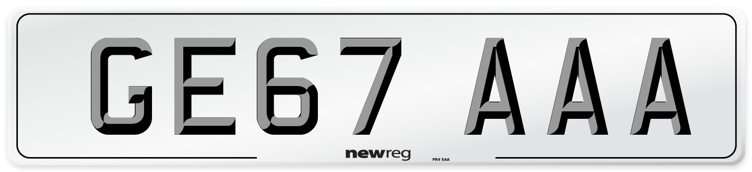 GE67 AAA Number Plate from New Reg